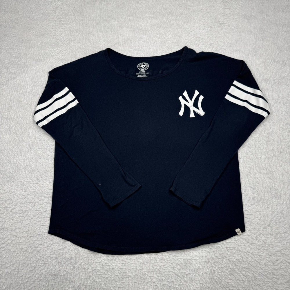 New York Yankees '47 Brand Crew Neck Long Sleeve Shirt Blue Loose Women's Large